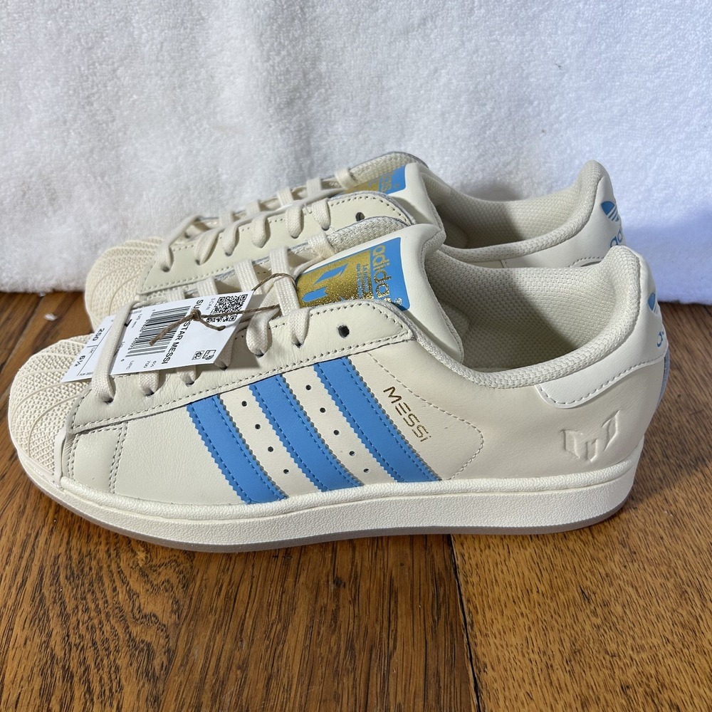 Adidas Womens Size 8.5 Superstar Lionel Messi Argentina Blue Beige Shoes